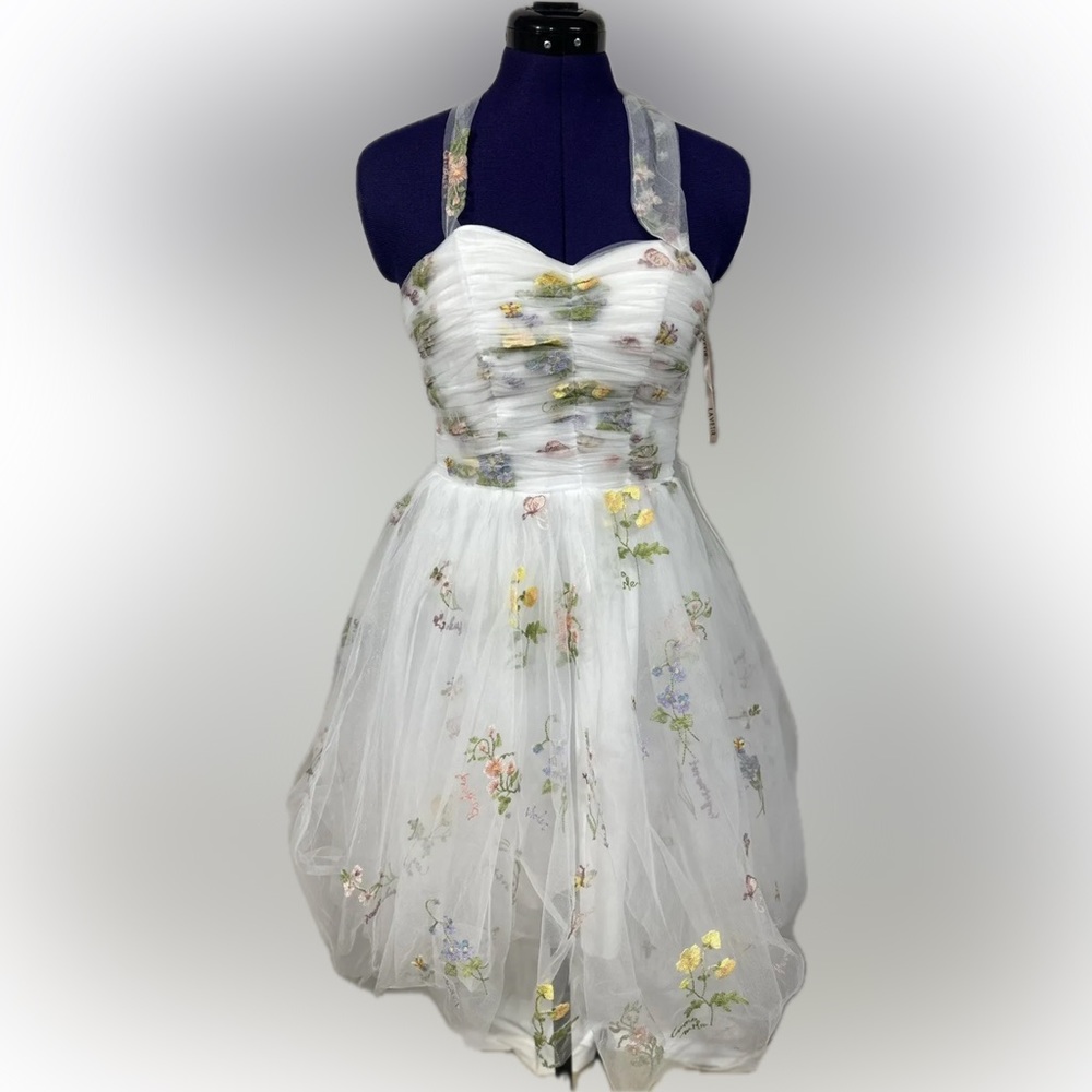 Lavetir Strap Party Summer Evening Beach Dress Flower Embroidered size 4